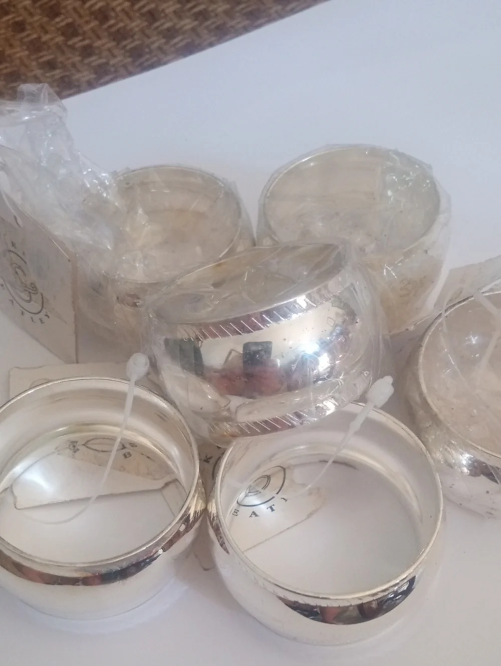 Kemp & Beatley Silver tone Napkin Rings . Set Of 6